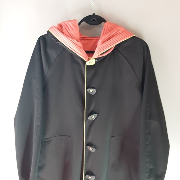 UBU Reversible Button Parisian Coat Black & Coral Size Small - Picture 2 of 15